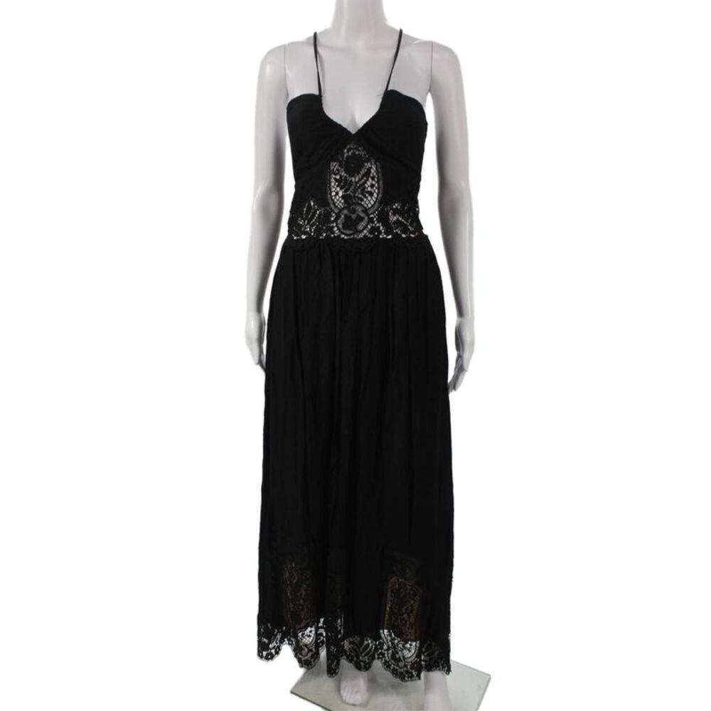 Nightcap Clothing Women Black Maxi Dress V-Neck Sleeveless Rayon Zip Size 3